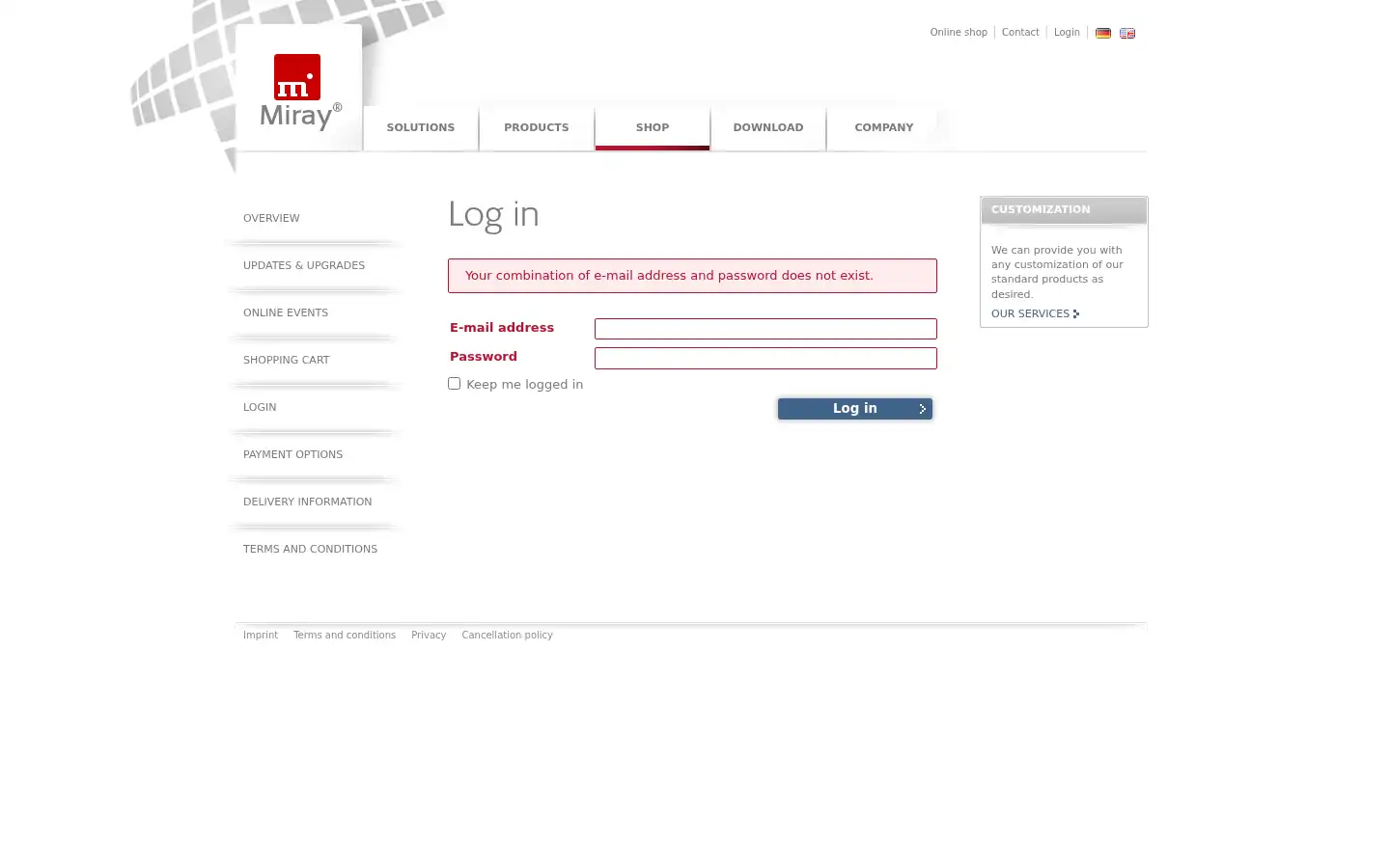 Screenshot of miray.de