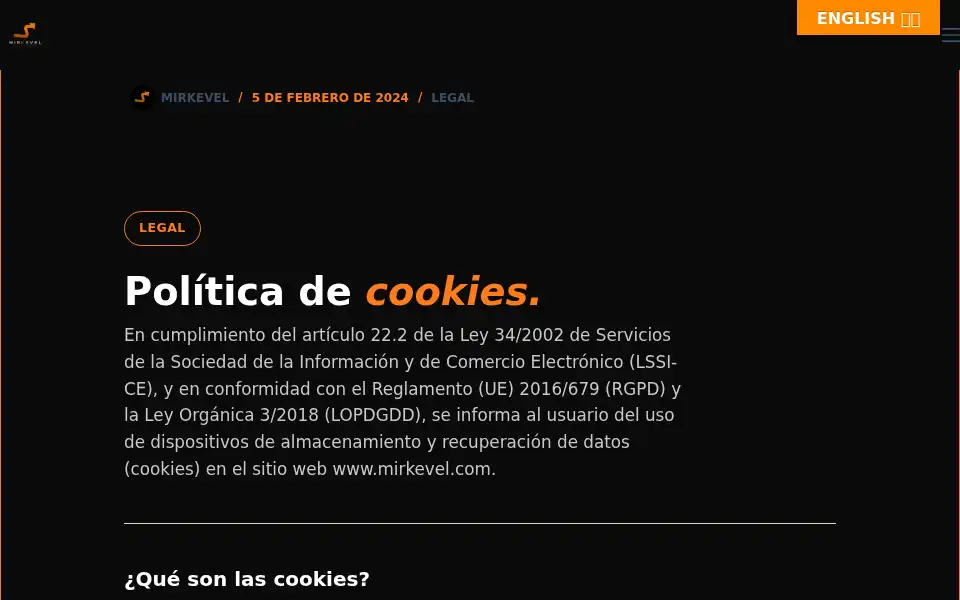 Screenshot of mirkevel.com