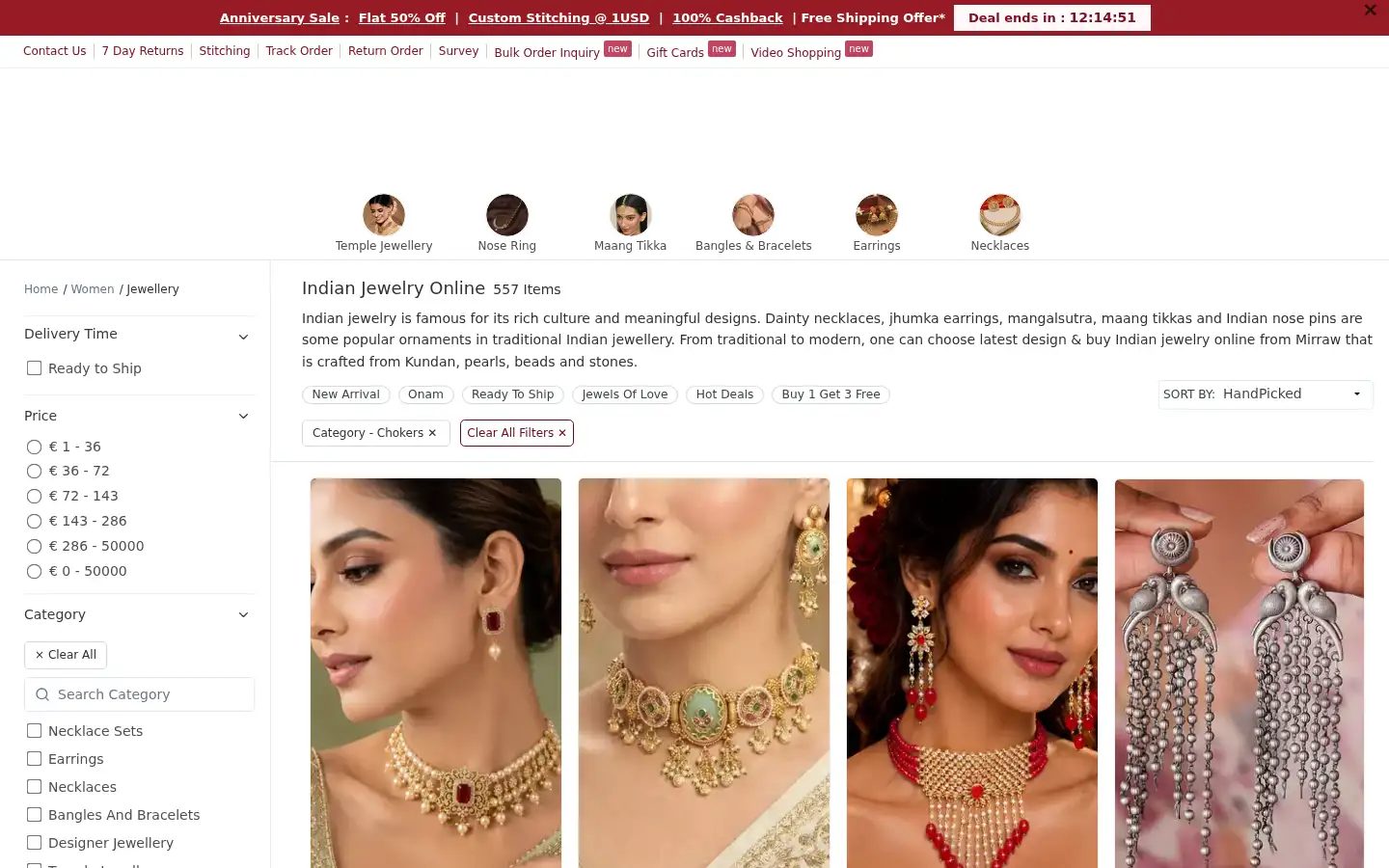Screenshot of mirraw.com