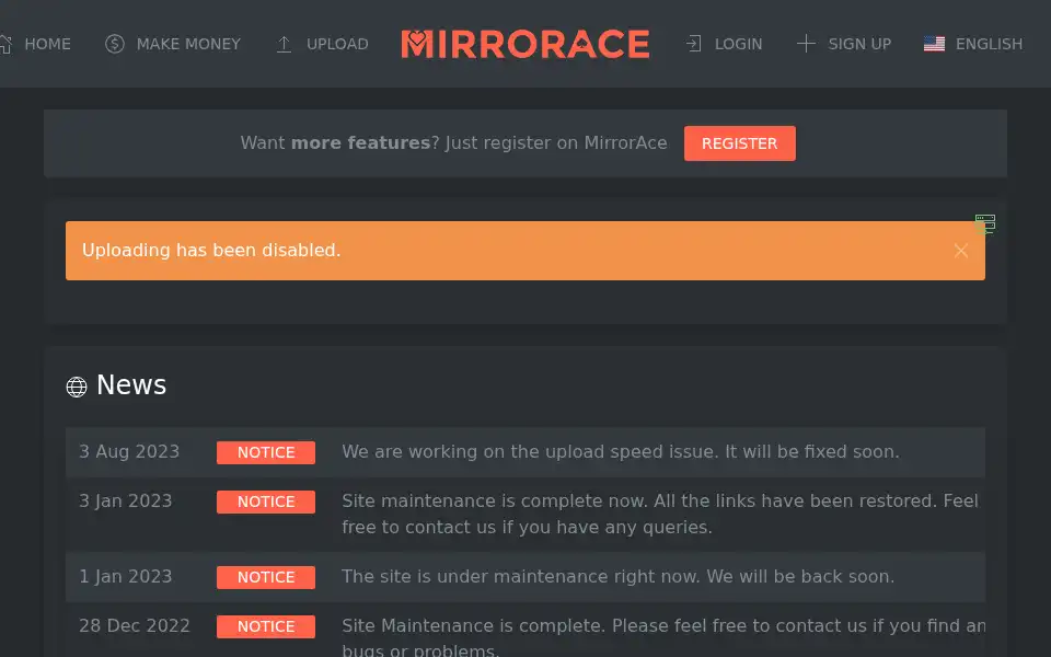 Screenshot of mirrorace.com
