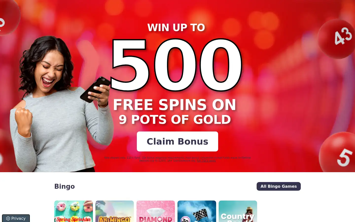 Screenshot of mirrorbingo.com