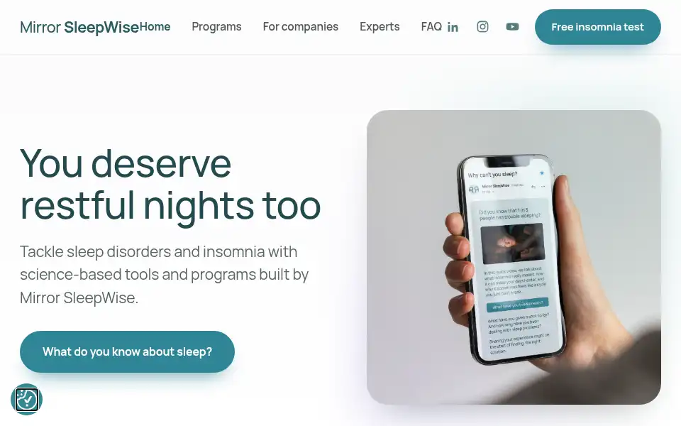 Screenshot of mirrorsleepwise.com