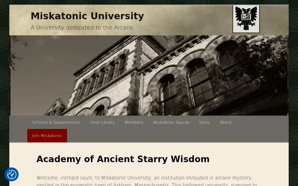 Screenshot of miskatonic-university.org