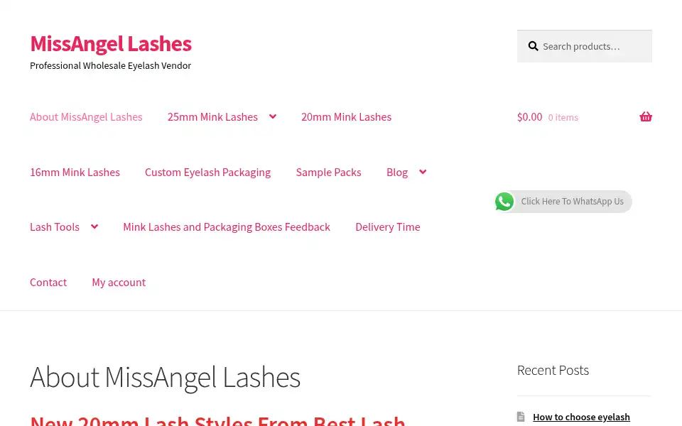 Screenshot of missangellashes.com