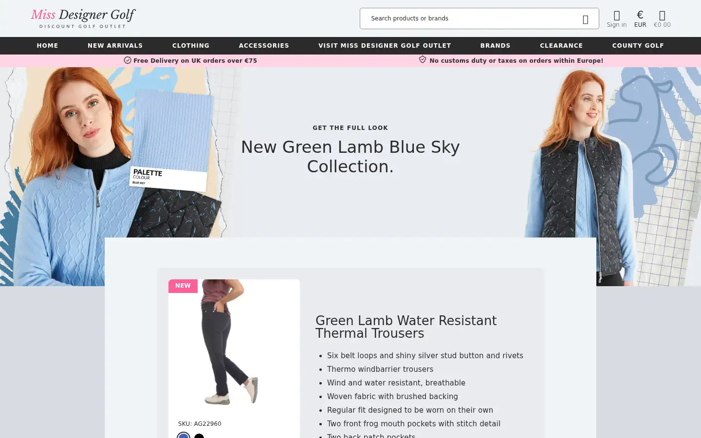 Screenshot of missdesignergolf.com