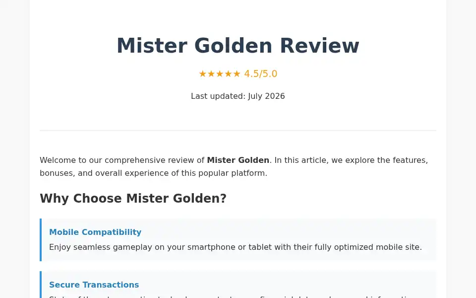Screenshot of mister-golden.org
