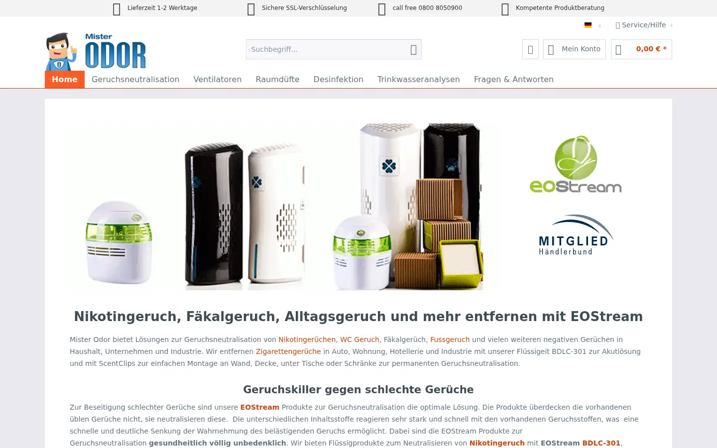 Screenshot of mister-odor.de