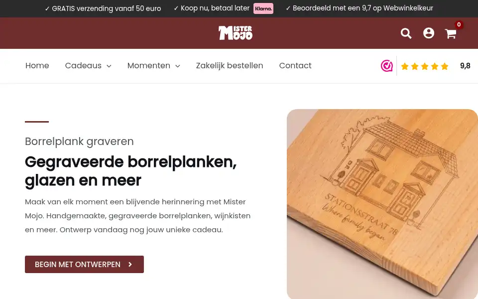 Screenshot of mistermojo.nl
