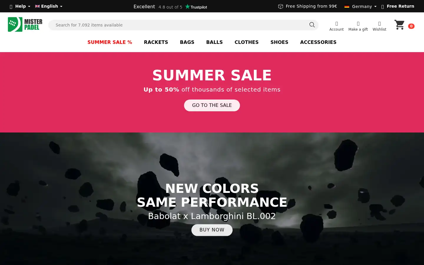 Screenshot of misterpadel.com