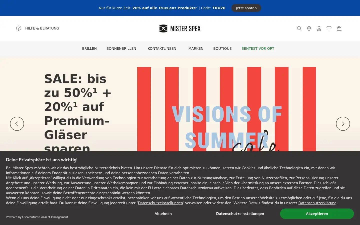 Screenshot of misterspex.at