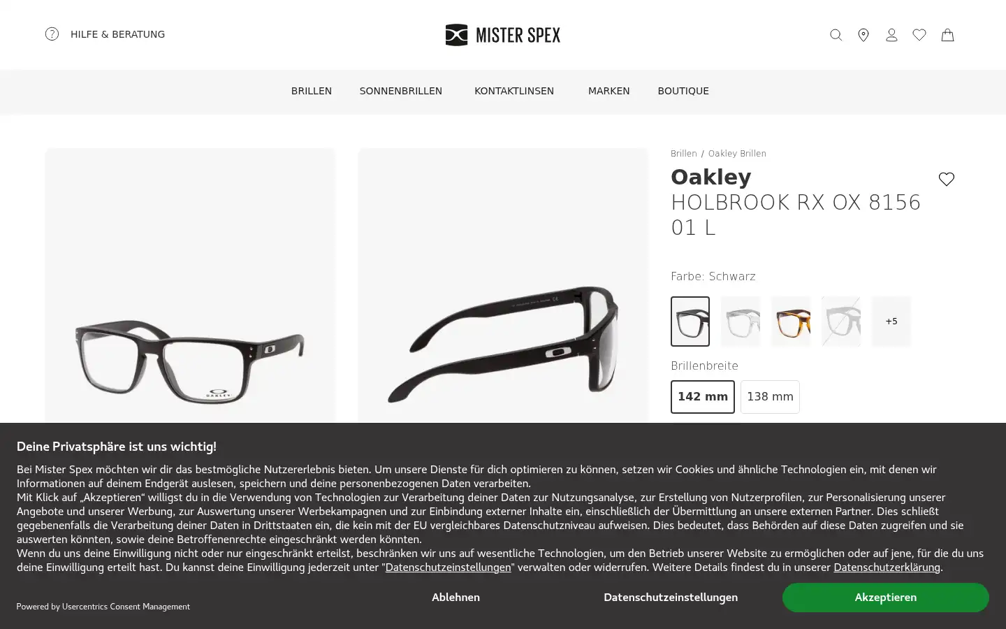 Screenshot of misterspex.ch
