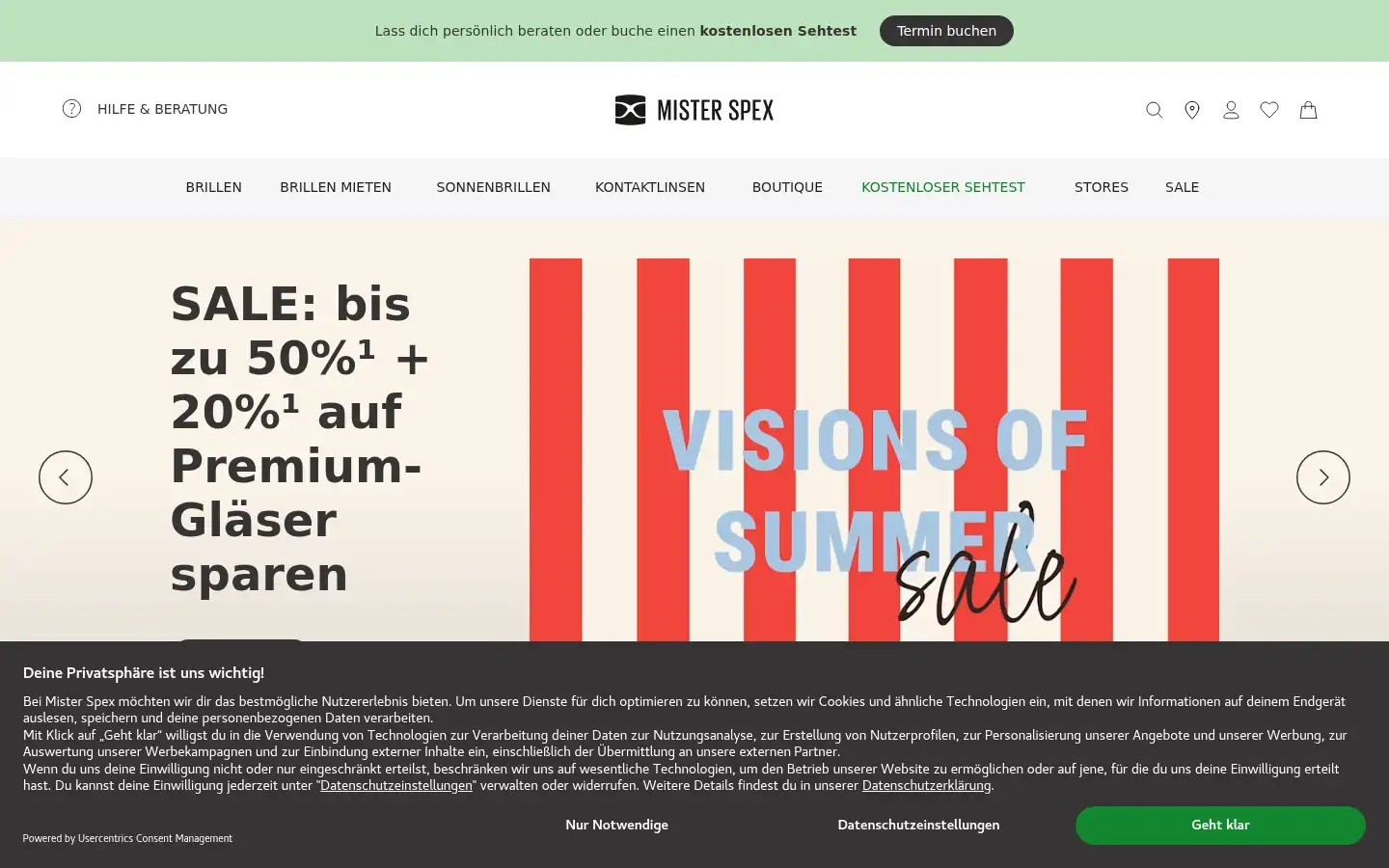 Screenshot of misterspex.de