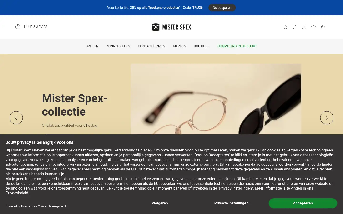 Screenshot of misterspex.nl
