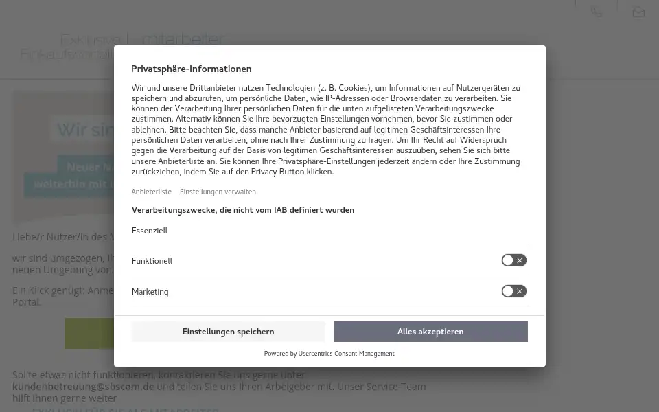 Screenshot of mitarbeiterportal.com