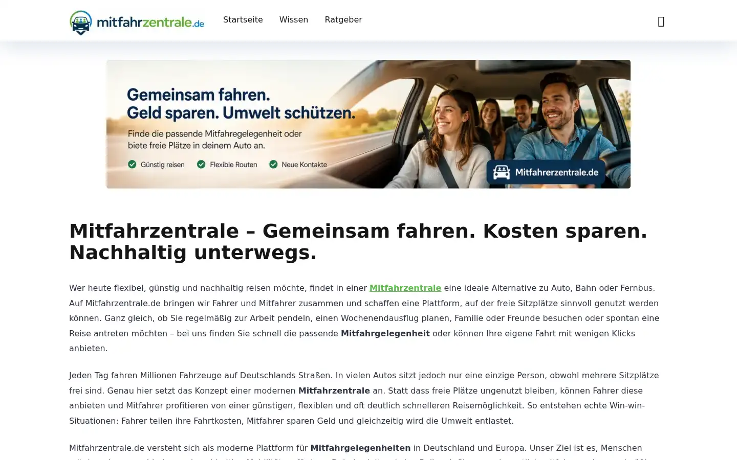 Screenshot of mitfahrzentrale.de