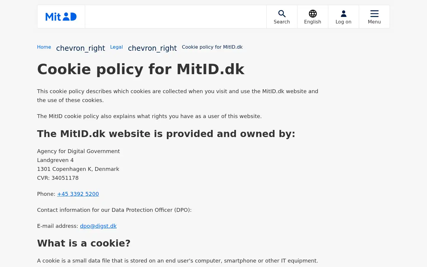 Screenshot of mitid.dk