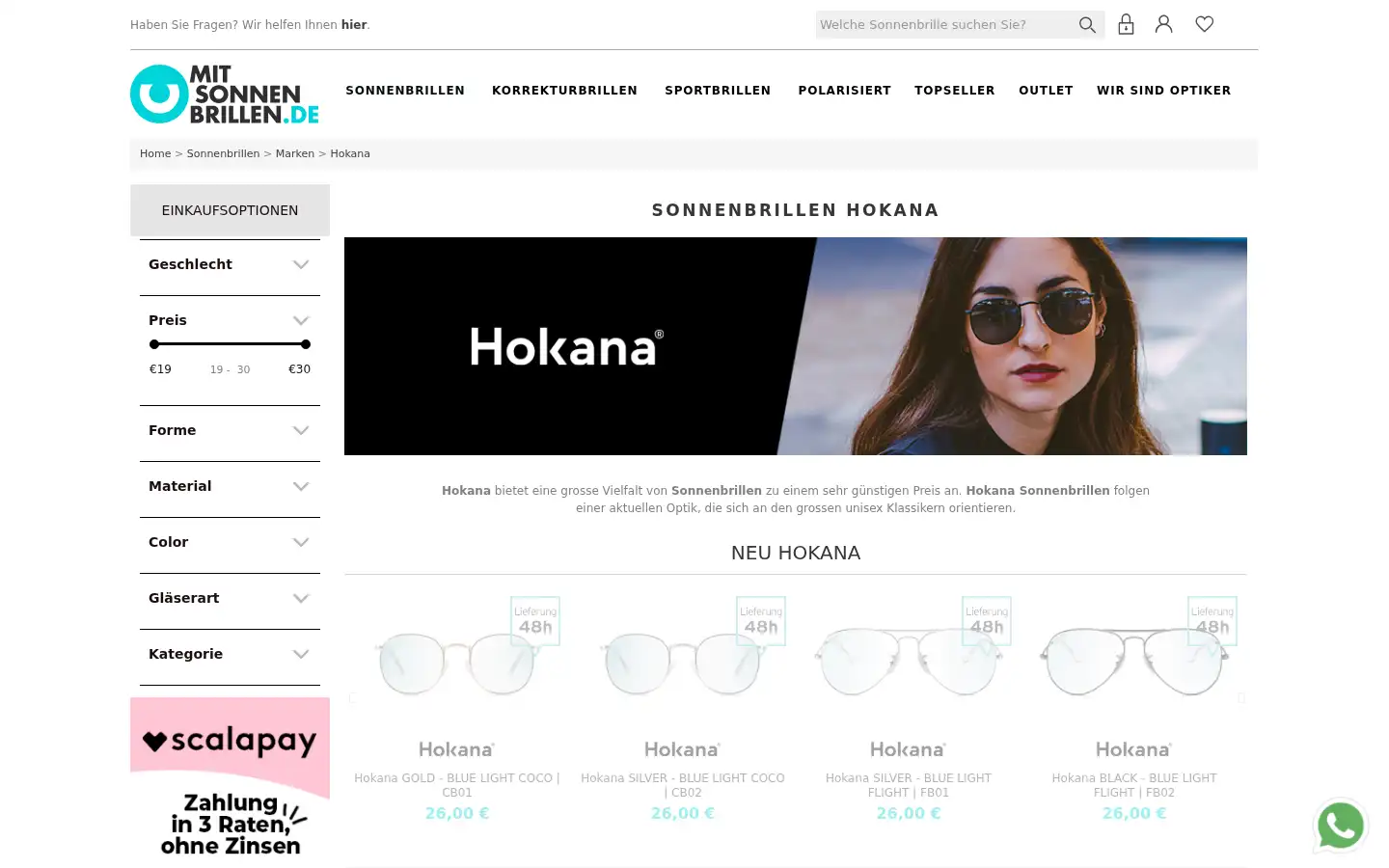 Screenshot of mitsonnenbrillen.de