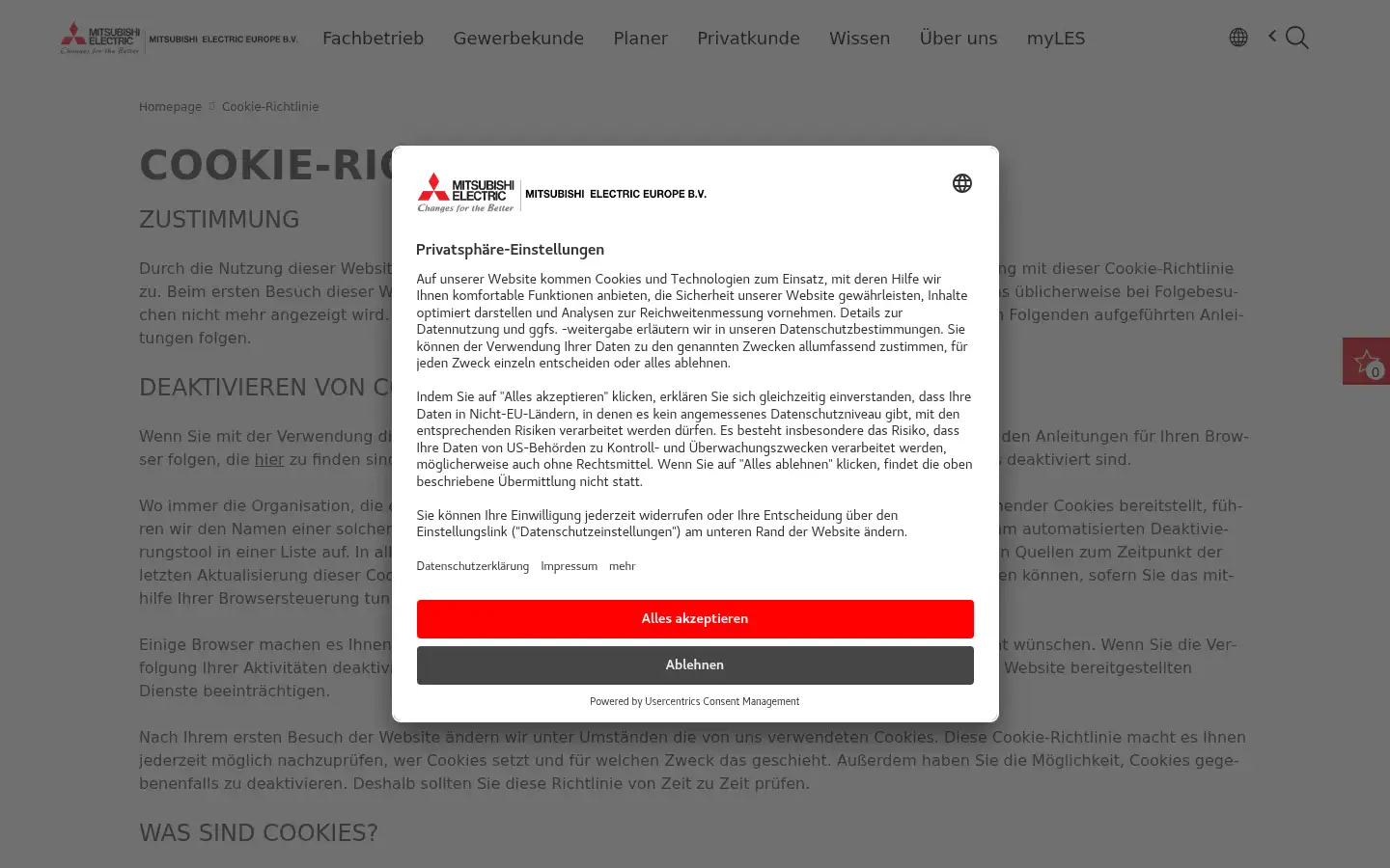 Screenshot of mitsubishi-les.com