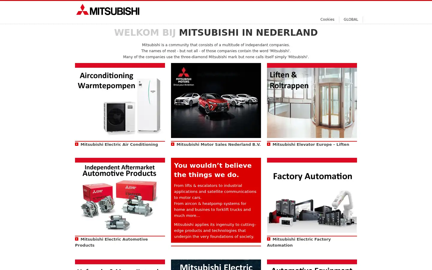 Screenshot of mitsubishi.nl