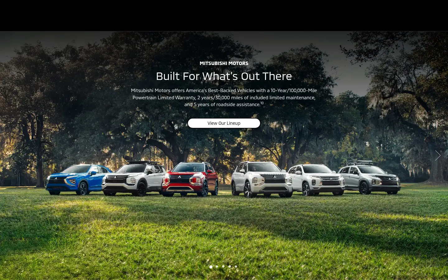 Screenshot of mitsubishicars.com