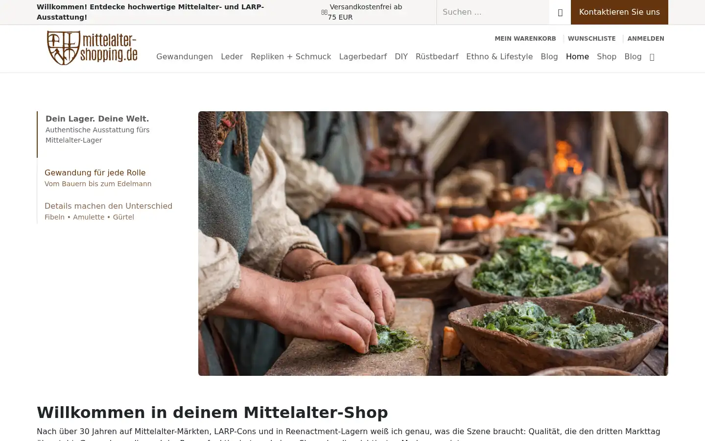 Screenshot of mittelalter-shopping.de