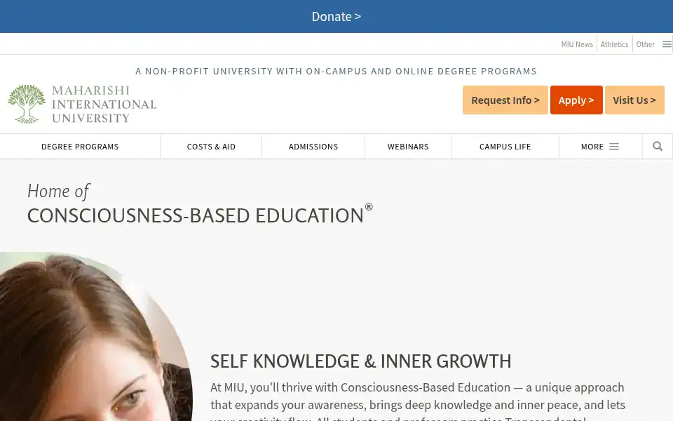 Screenshot of miu.edu