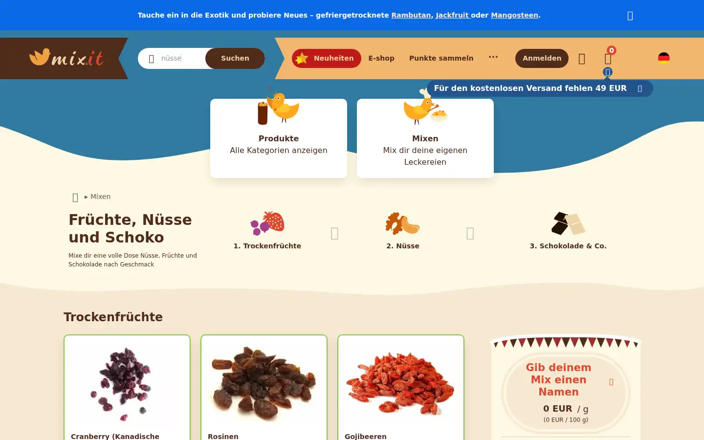 Screenshot of mixit.de