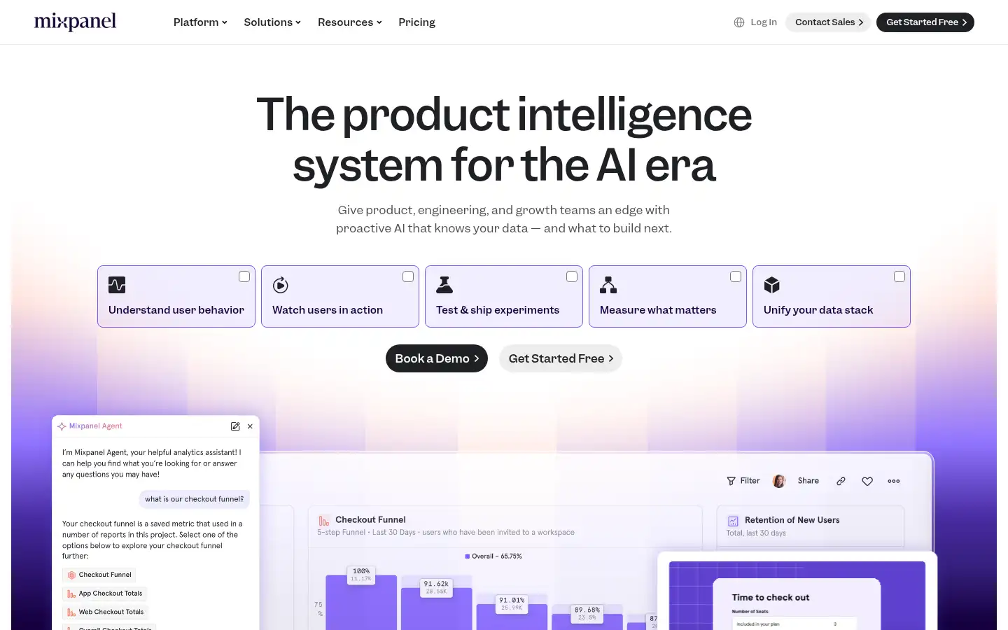 Screenshot of mixpanel.com