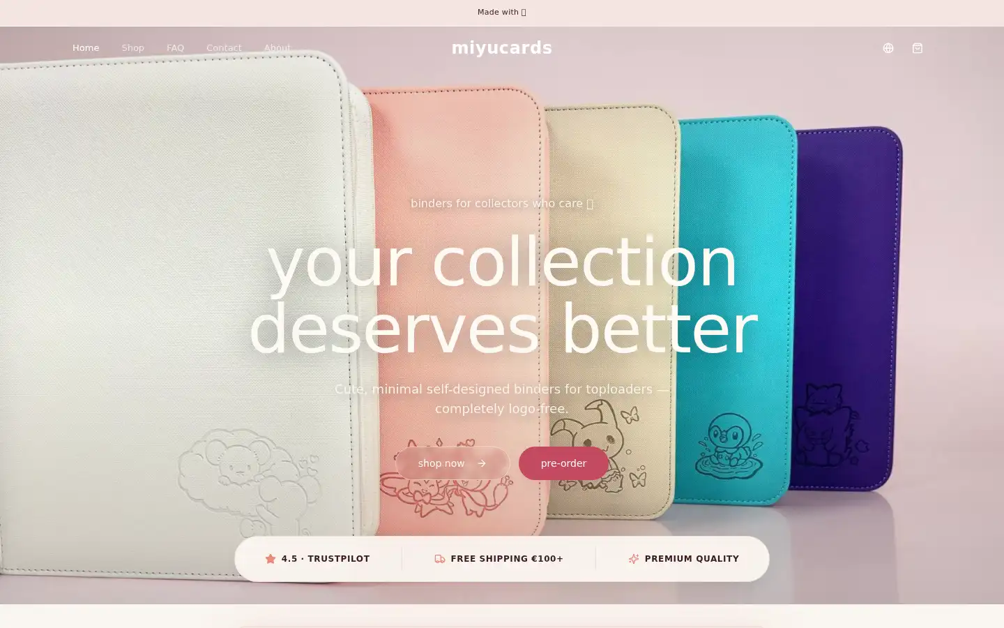Screenshot of miyucards.com