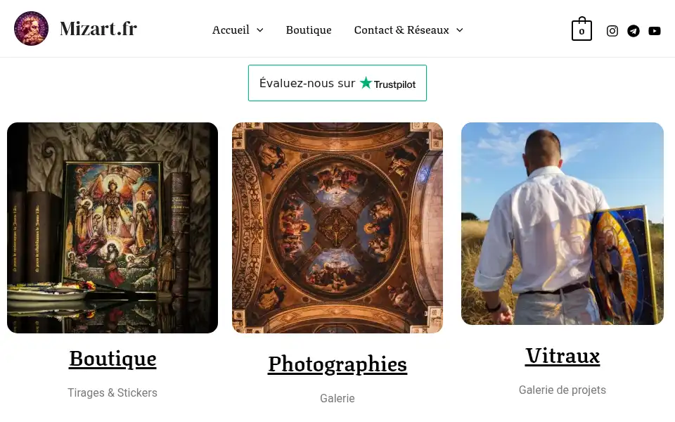 Screenshot of mizart.fr