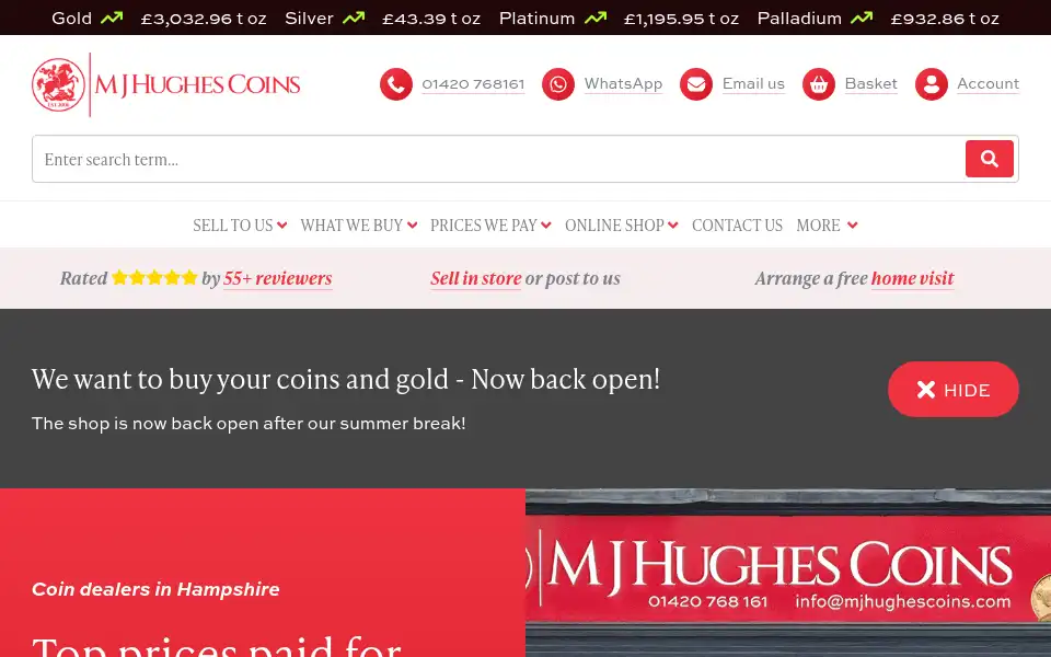 Screenshot of mjhughescoins.com