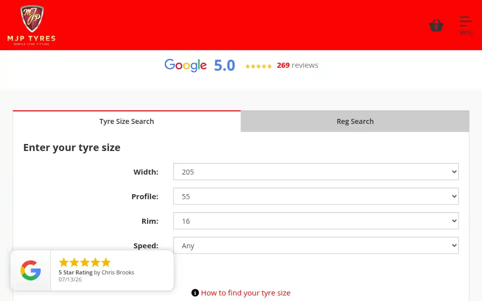 Screenshot of mjptyres.co.uk