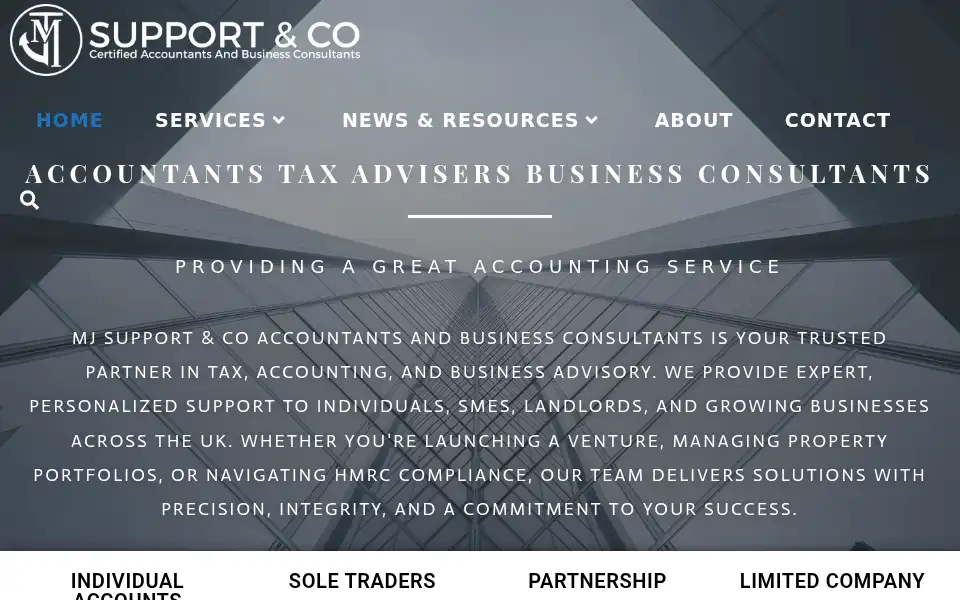 Screenshot of mjsupport.co.uk