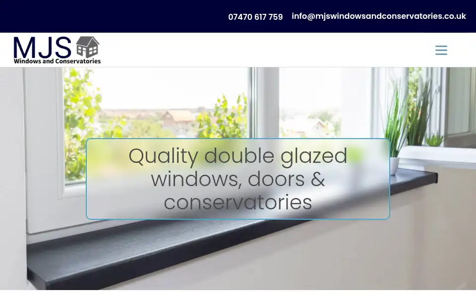 Screenshot of mjswindowsandconservatories.co.uk