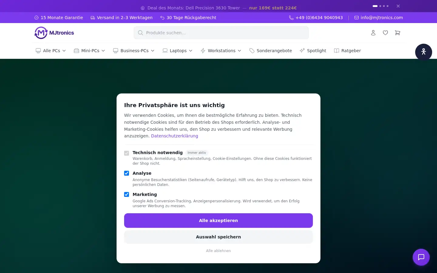 Screenshot of mjtronics.de