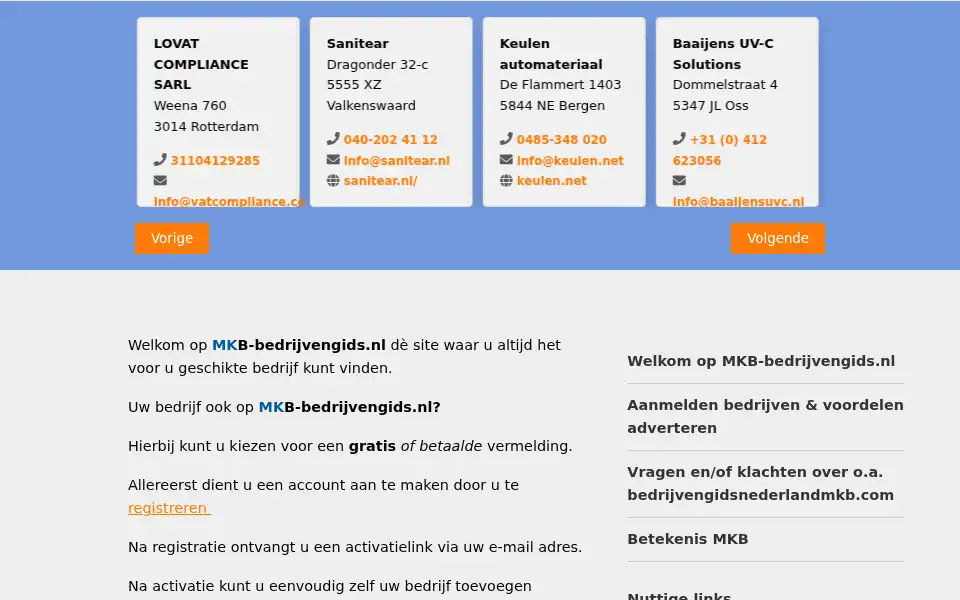 Screenshot of mkb-bedrijvengids.nl