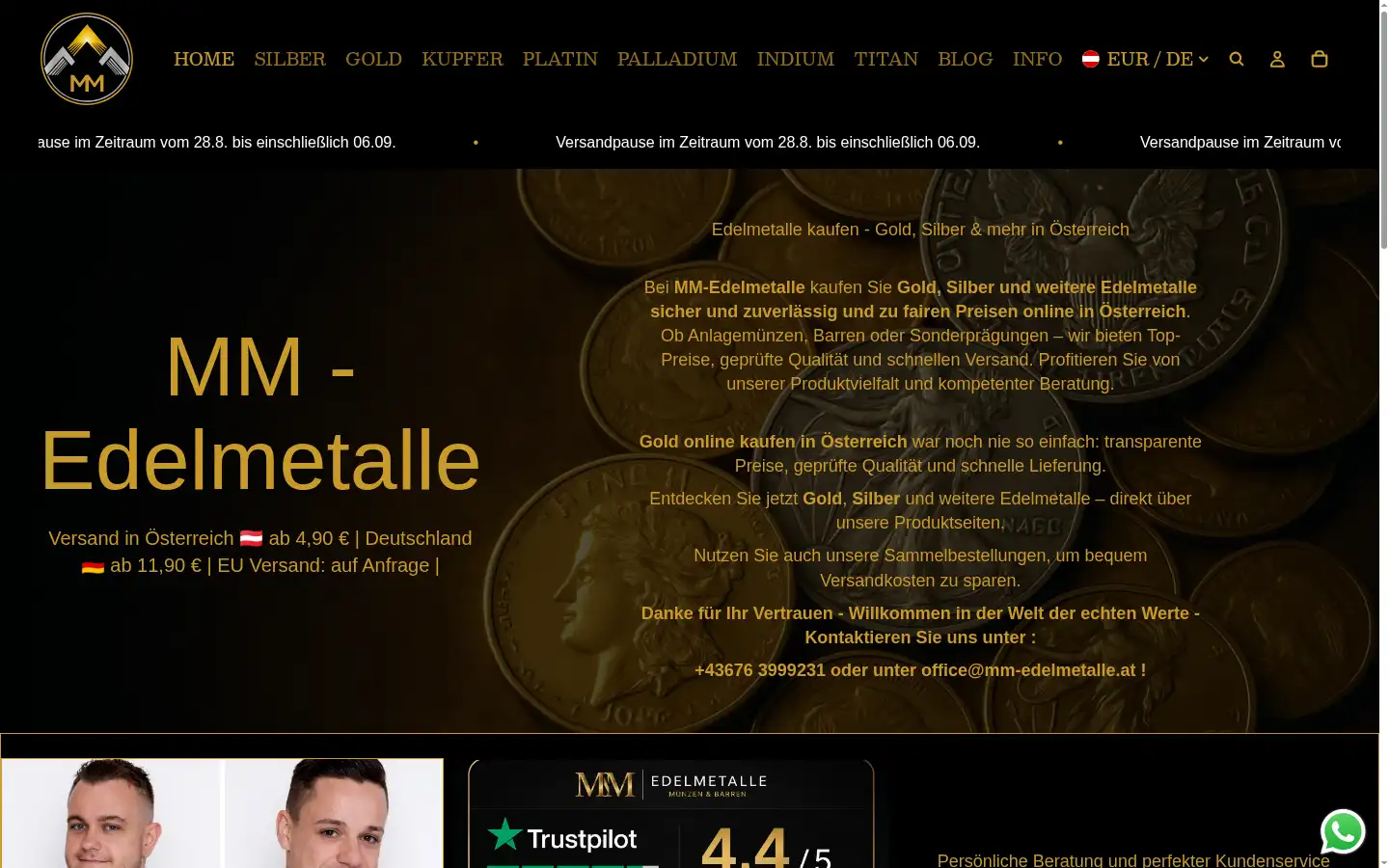 Screenshot of mm-edelmetalle.at
