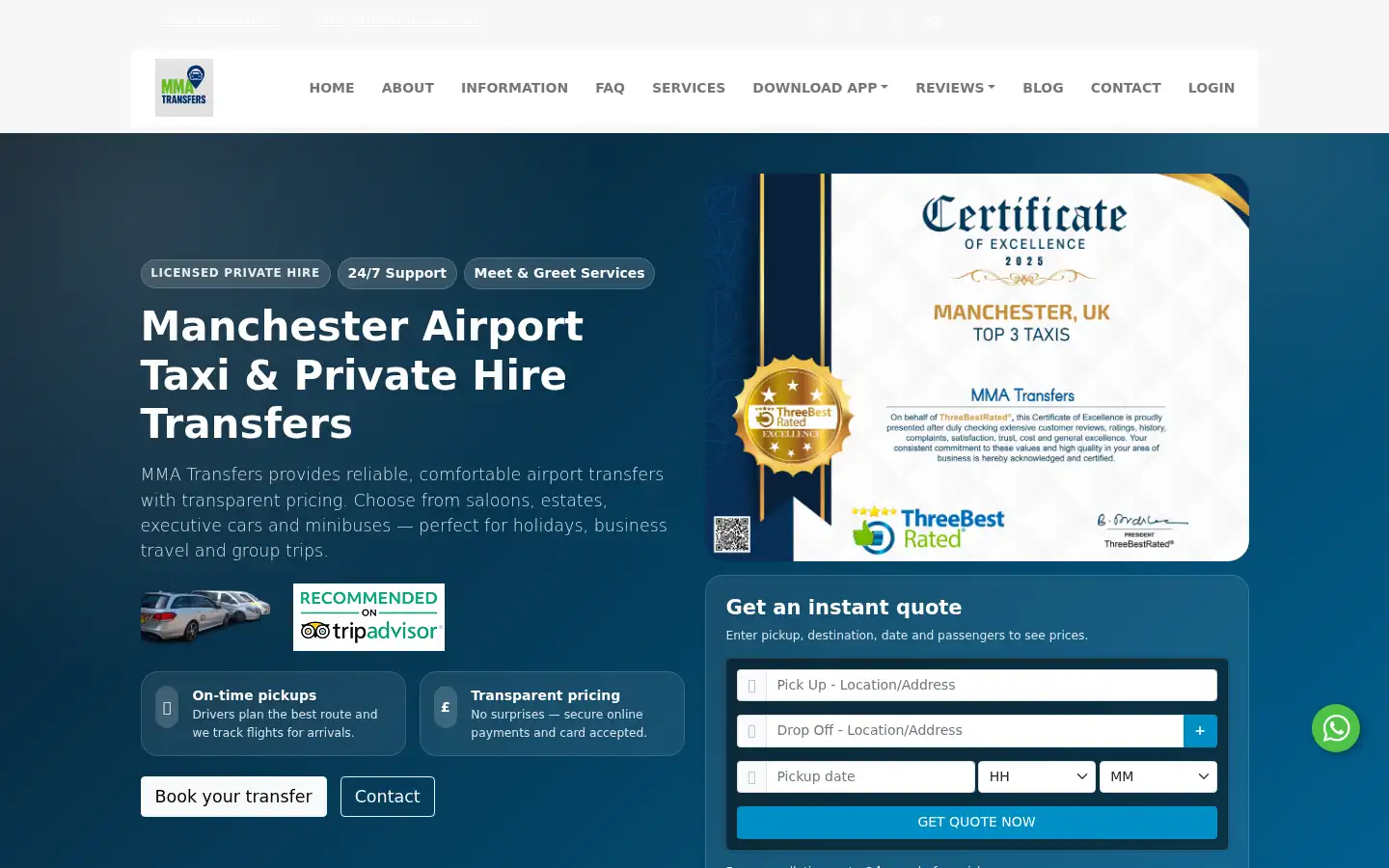 Screenshot of mmatransfers.com