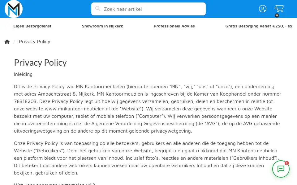 Screenshot of mnkantoormeubelen.nl