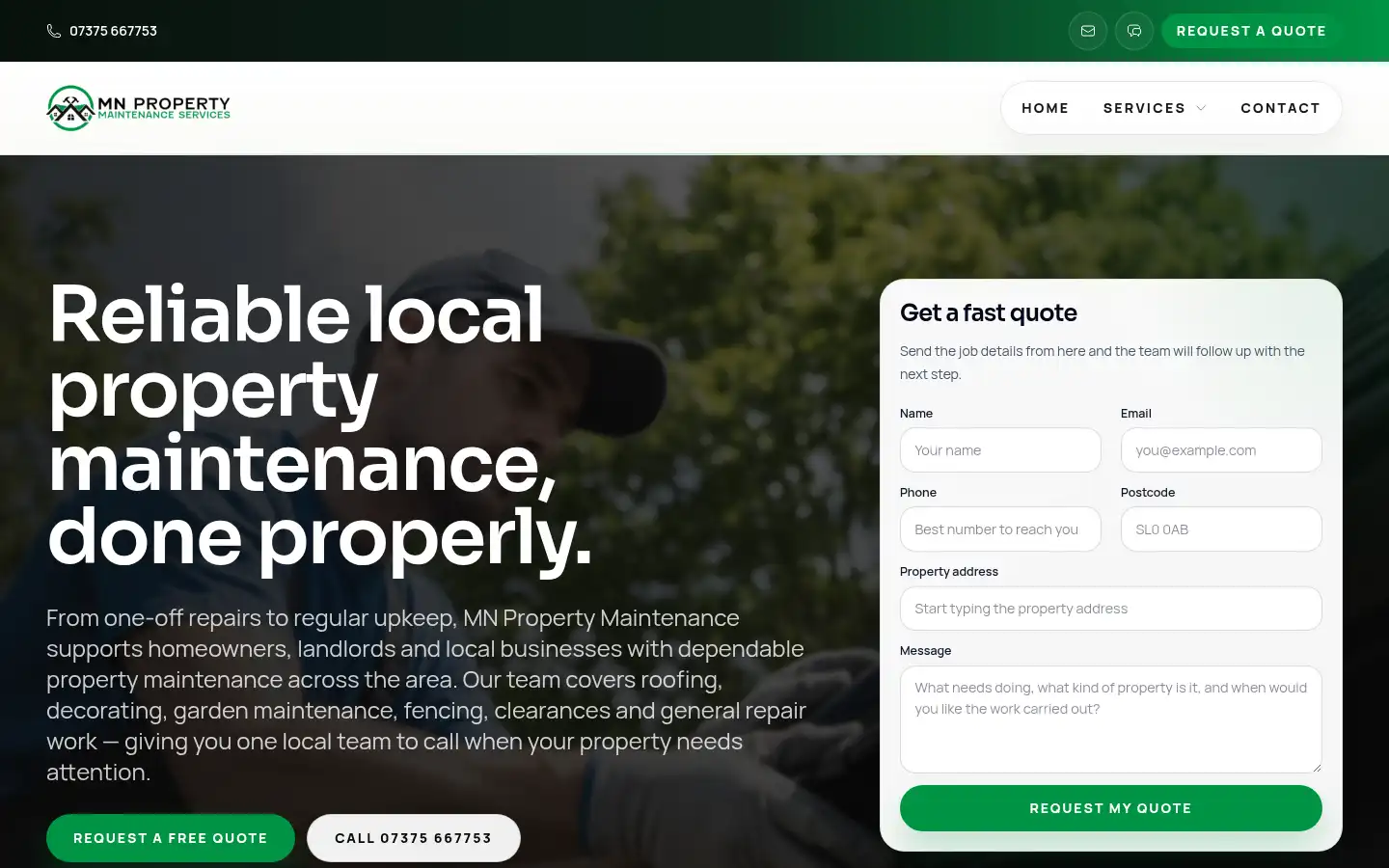 Screenshot of mnpropertymaintenance.co.uk