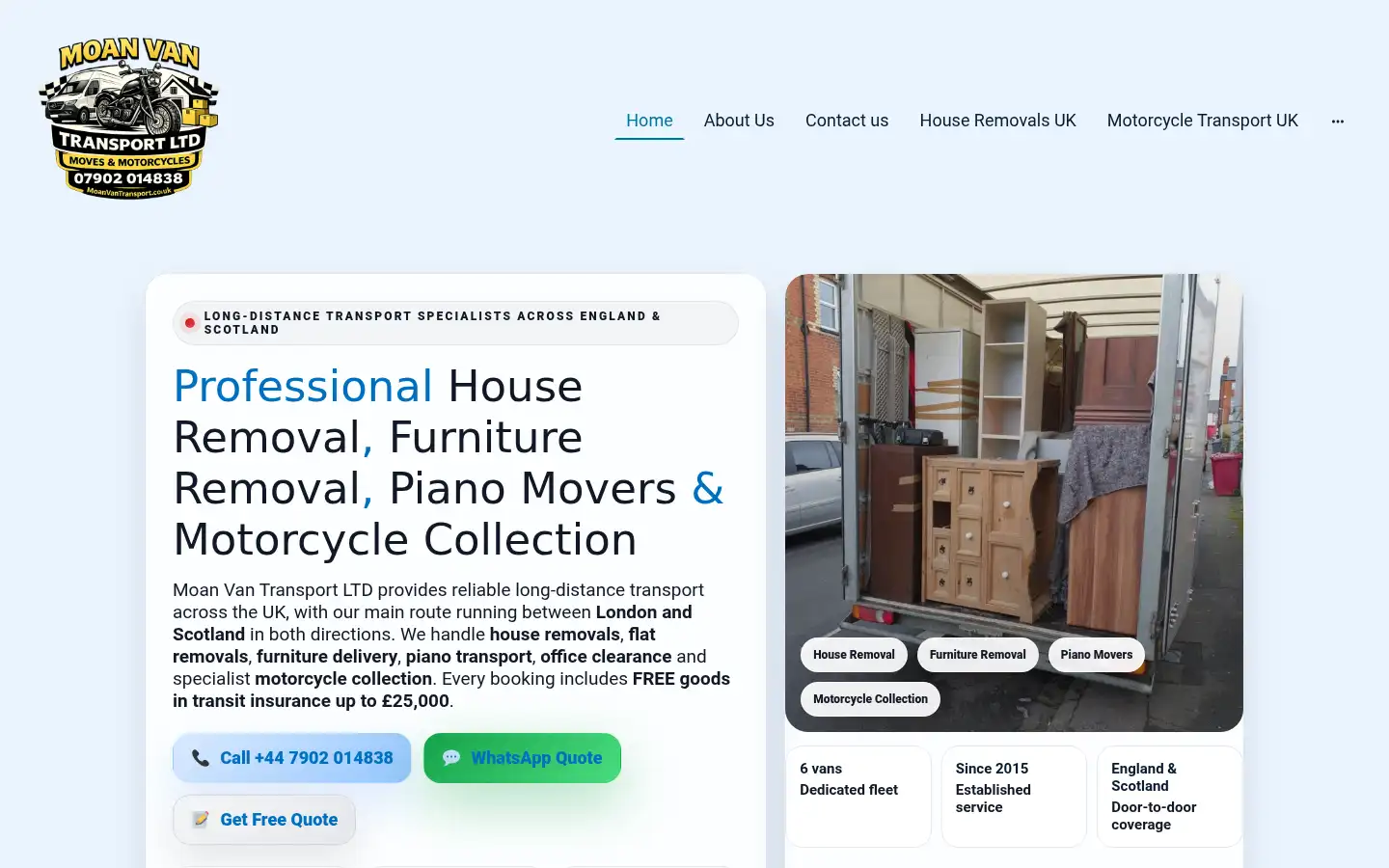 Screenshot of moanvantransport.co.uk