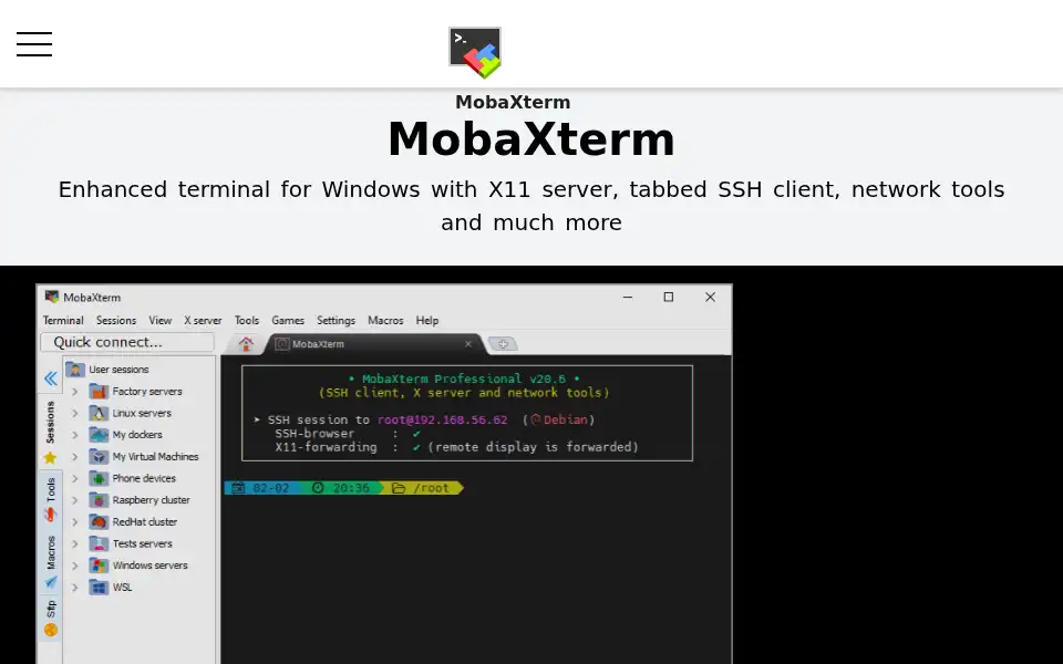 Screenshot of mobaxterm.mobatek.net