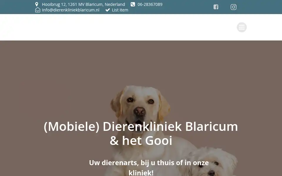 Screenshot of mobieledierenkliniekhetgooi.nl