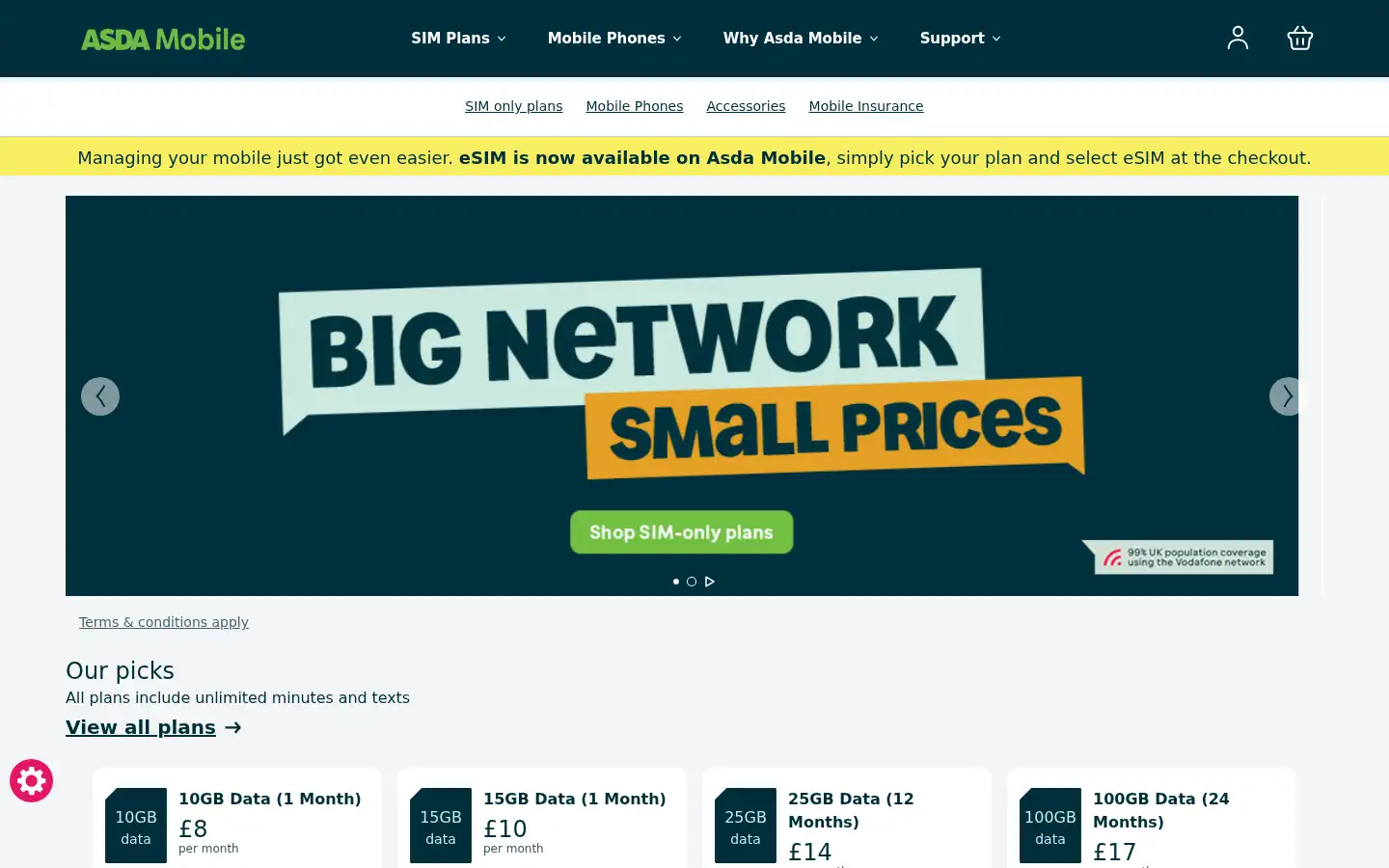 Screenshot of mobile.asda.com
