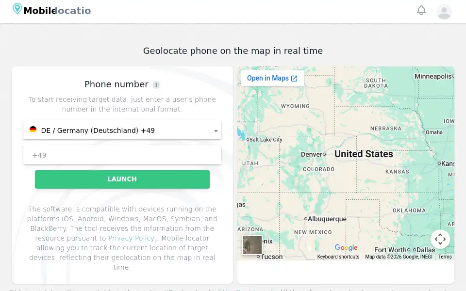 Screenshot of mobile-location.com