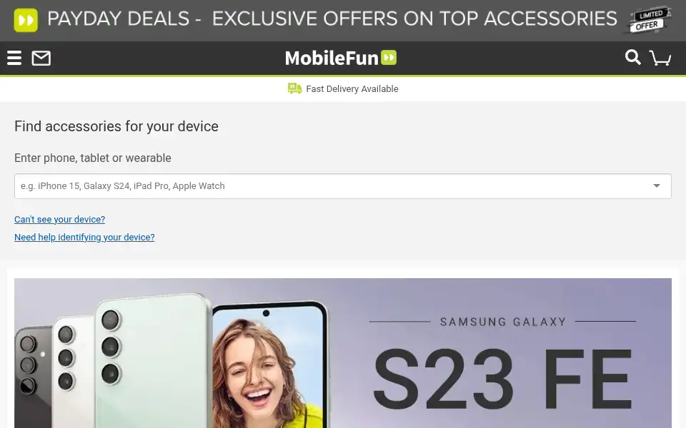 Screenshot of mobilefun.com