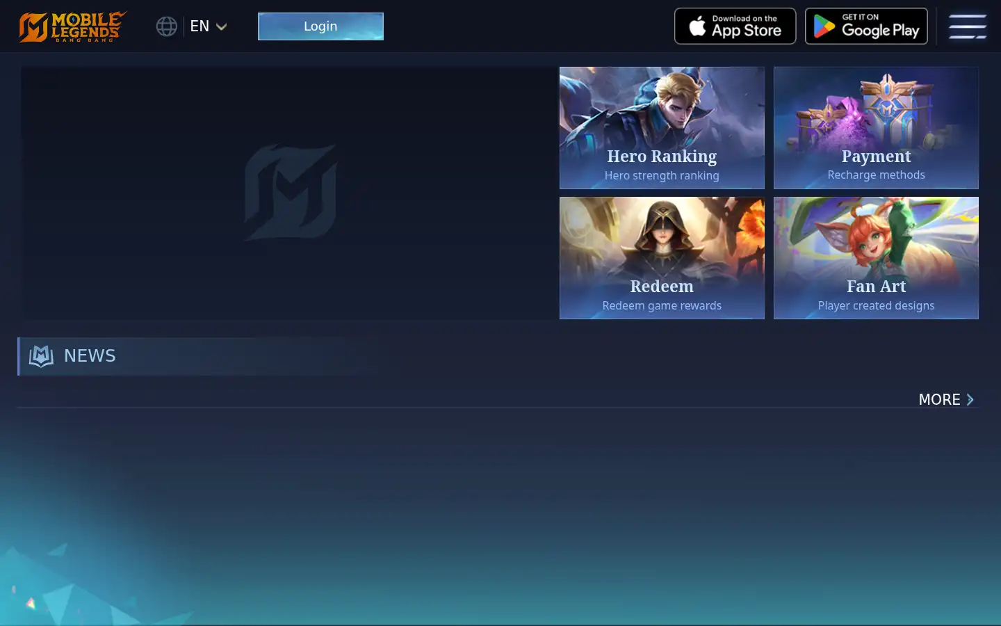 Screenshot of mobilelegends.com