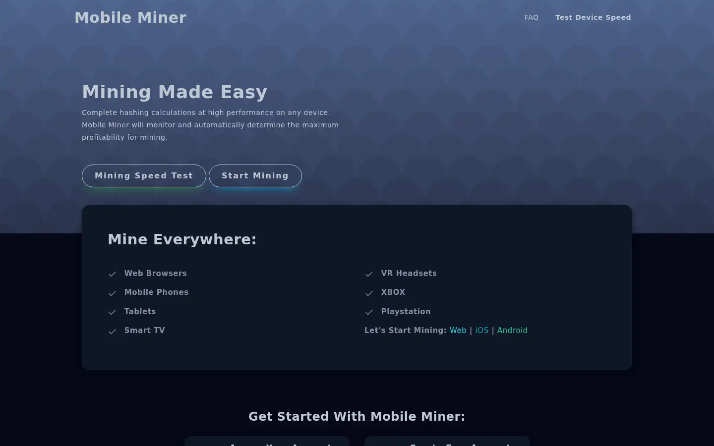 Screenshot of mobileminer.org