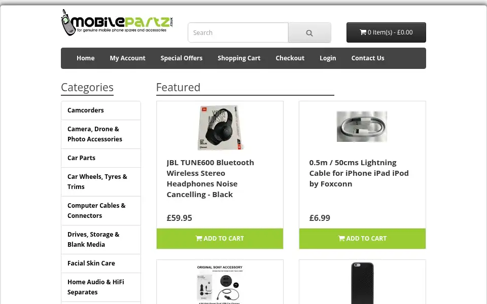 Screenshot of mobilepartz.co.uk