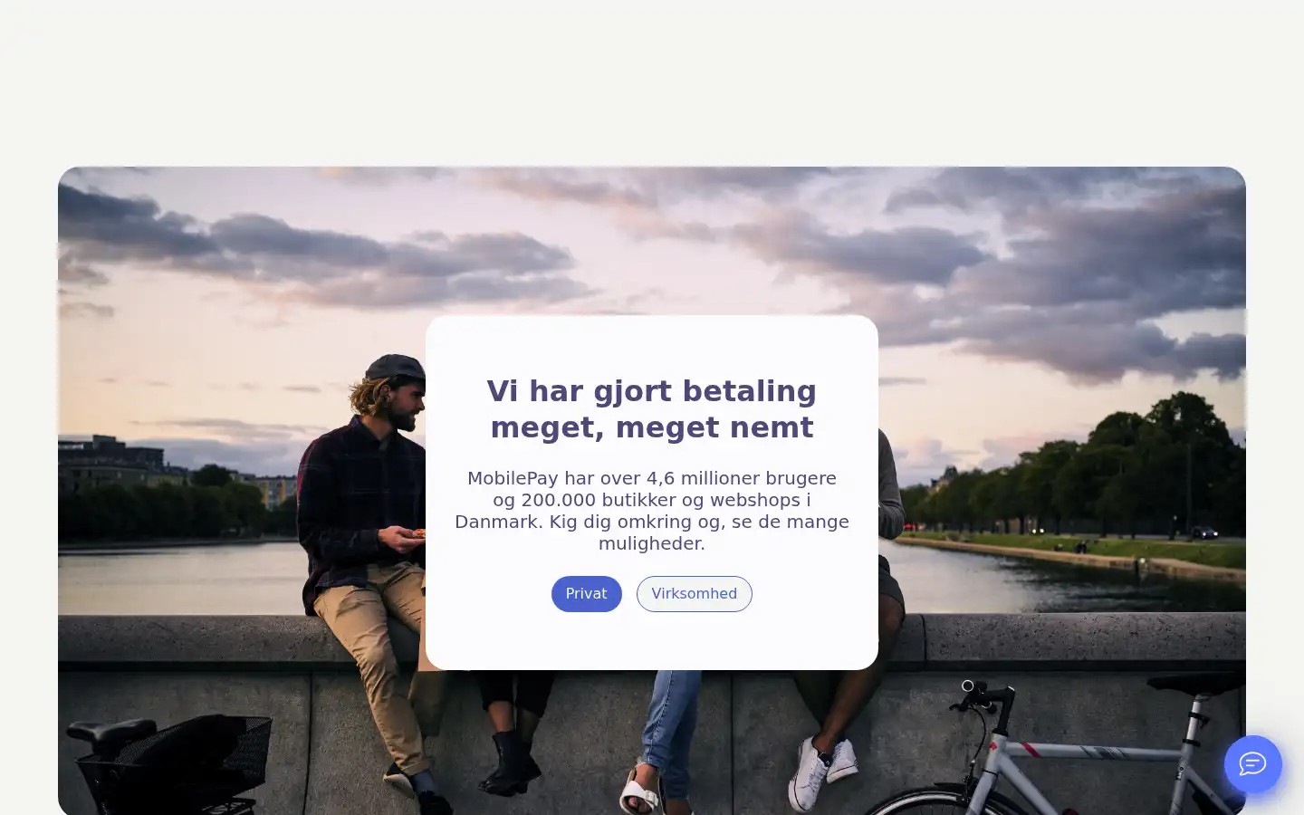 Screenshot of mobilepay.dk
